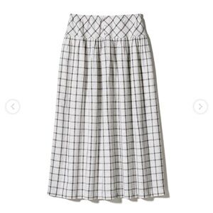 UNIQLO x INES DE LA FRESSANGE PARIS Linen Cotton Gather Checked Skirt